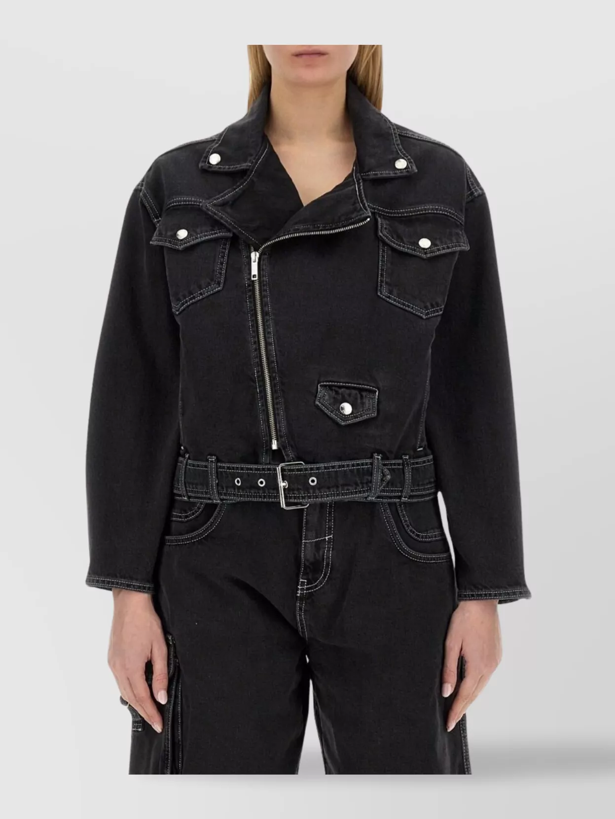 Moschino Waist Belted Denim Jacket