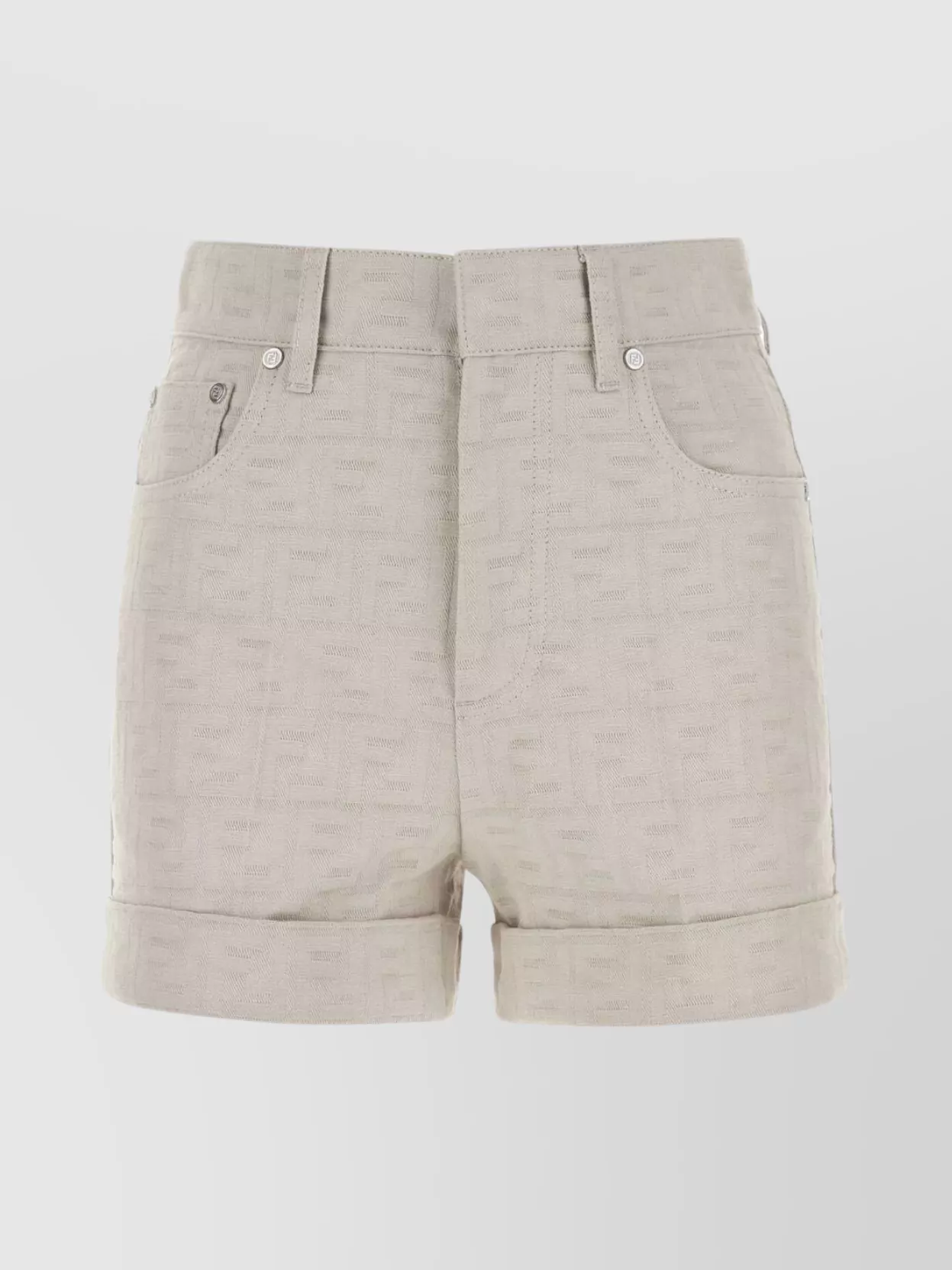 Shop Fendi Coordinated Stitching Denim Shorts In White