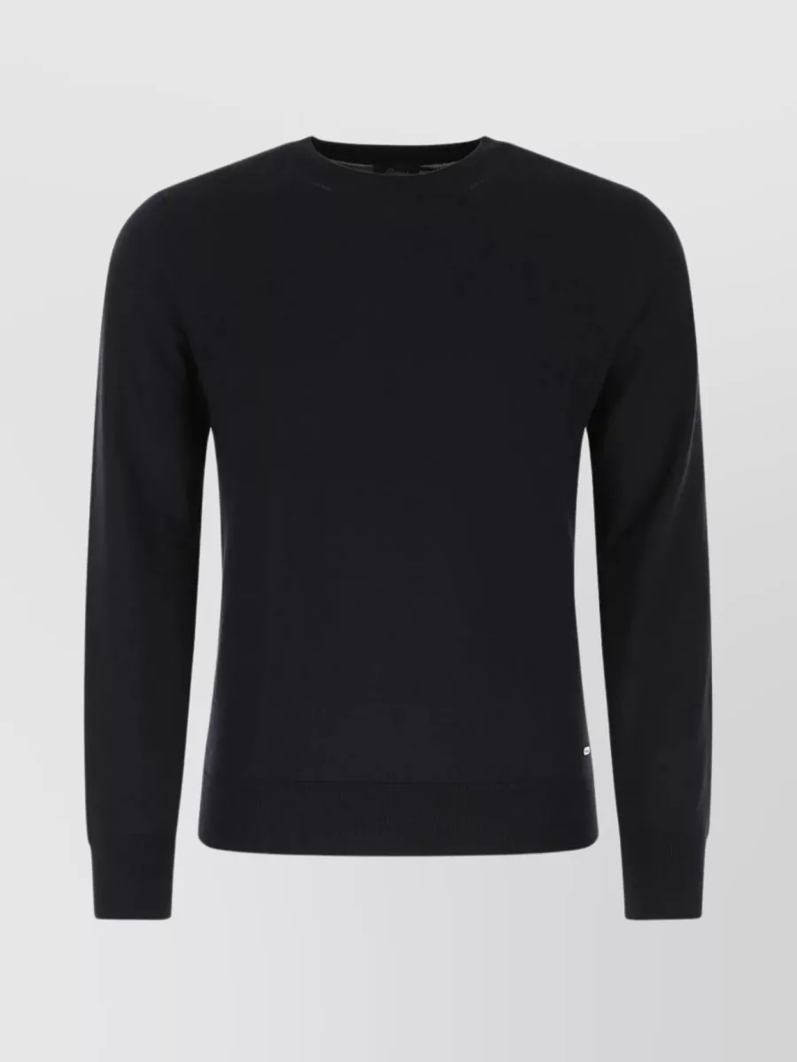 Shop Brioni Ribbed Woolen Crew-neck Sweater In Black