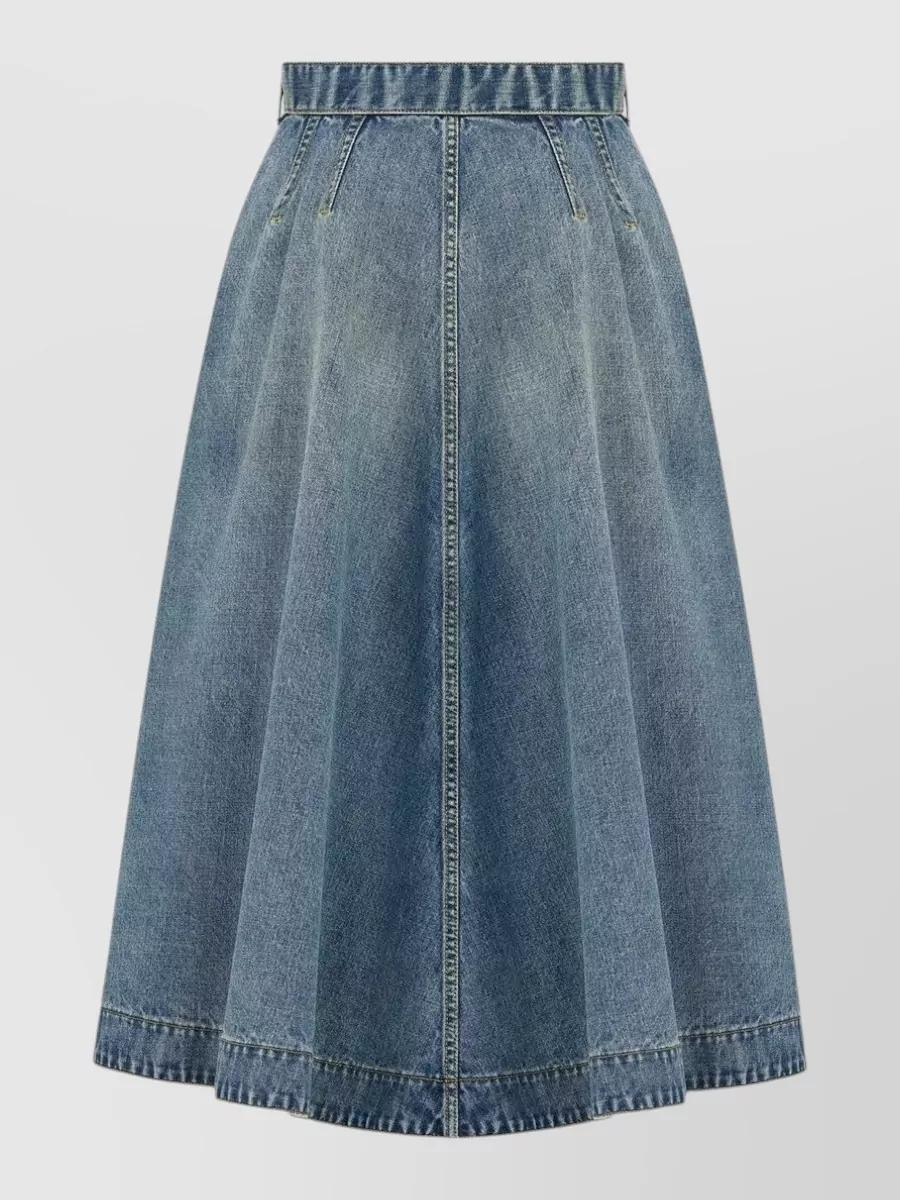 Dior High-waisted A-line Midi Denim Skirt In Blue