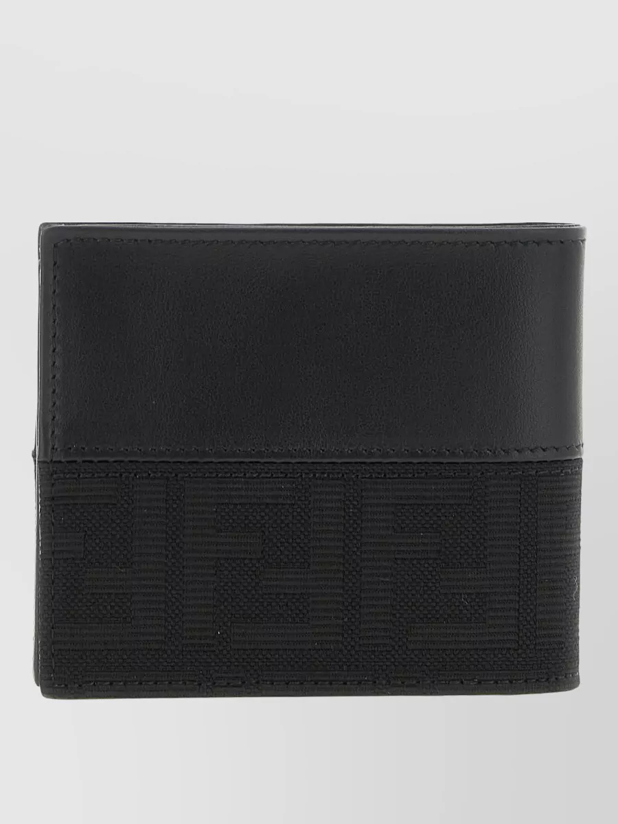 Fendi Leather Ff Jacquard Bifold Wallet