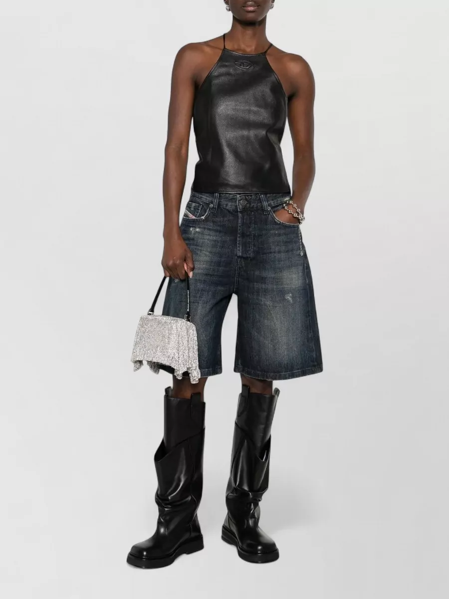 Diesel Distressed Denim Shorts Five Pocket Design