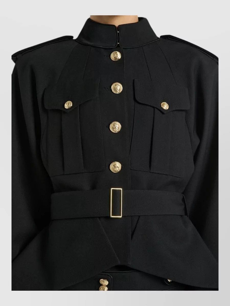 Balmain Wool belted officer jacket