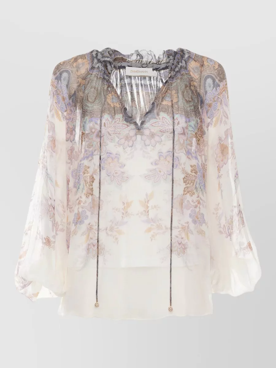 Zimmermann Printed v-neck long-sleeve blouse
