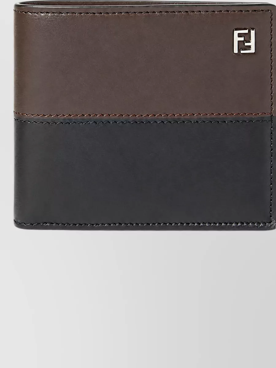 Fendi calf leather bicolor wallet