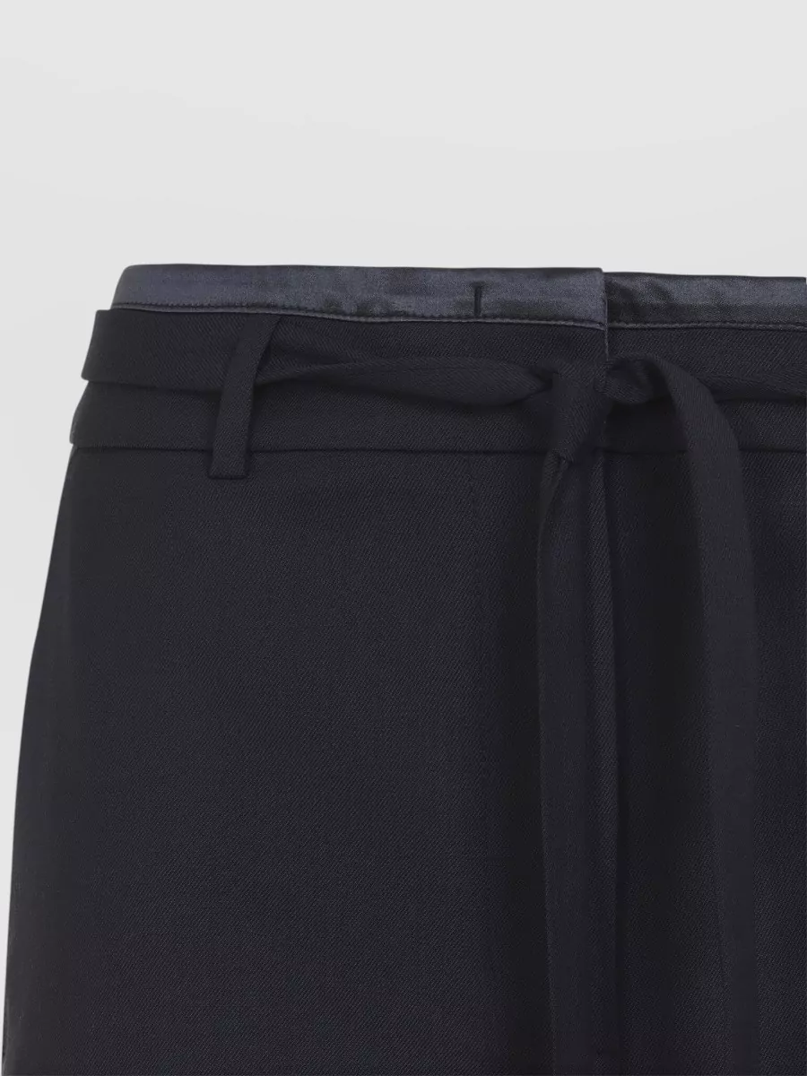 Peserico Virgin Wool Straight-Leg Belted Tailored Trousers