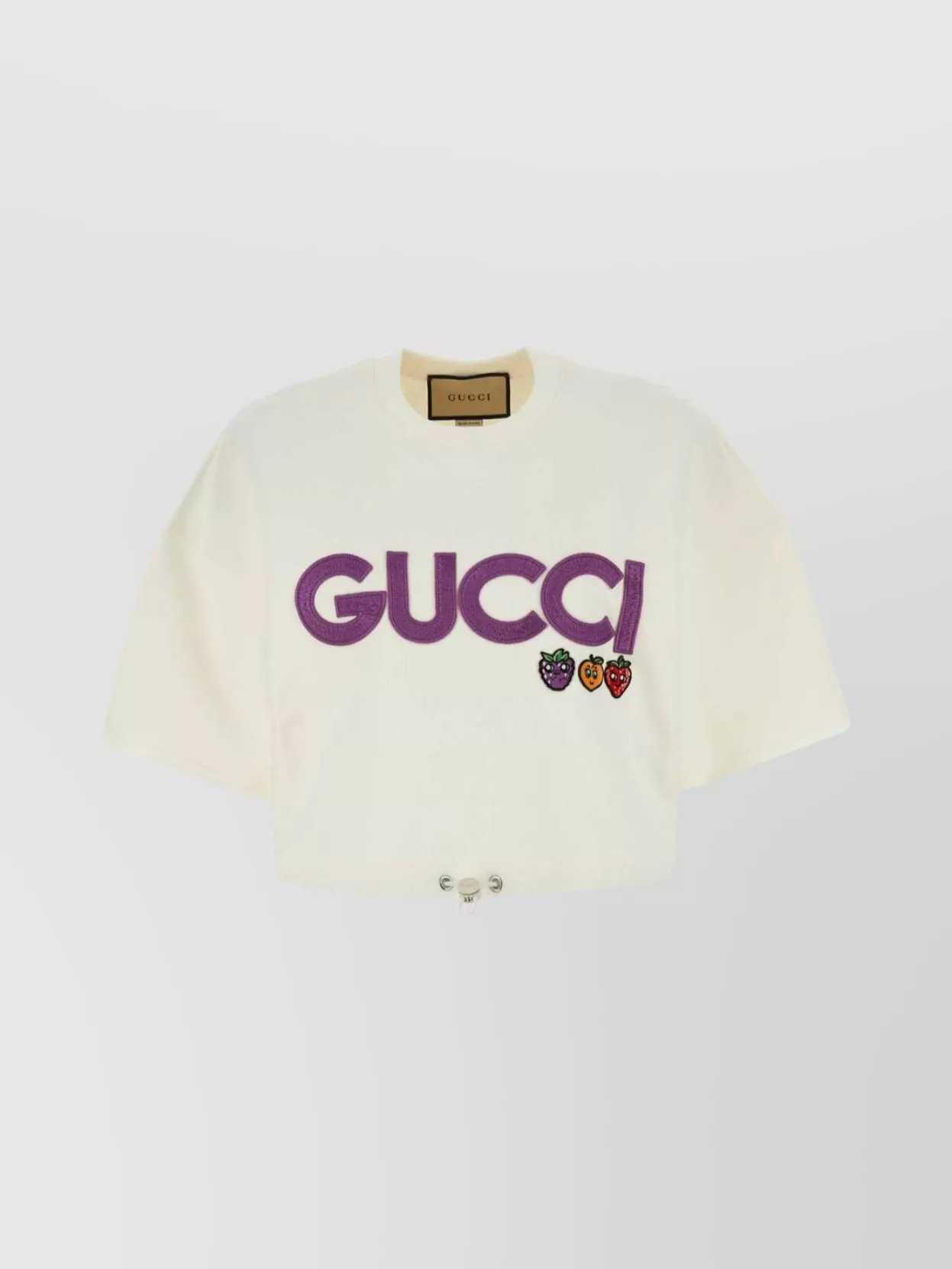 Shop Gucci Oversize Cotton T-shirt Cropped Ribbed Collar