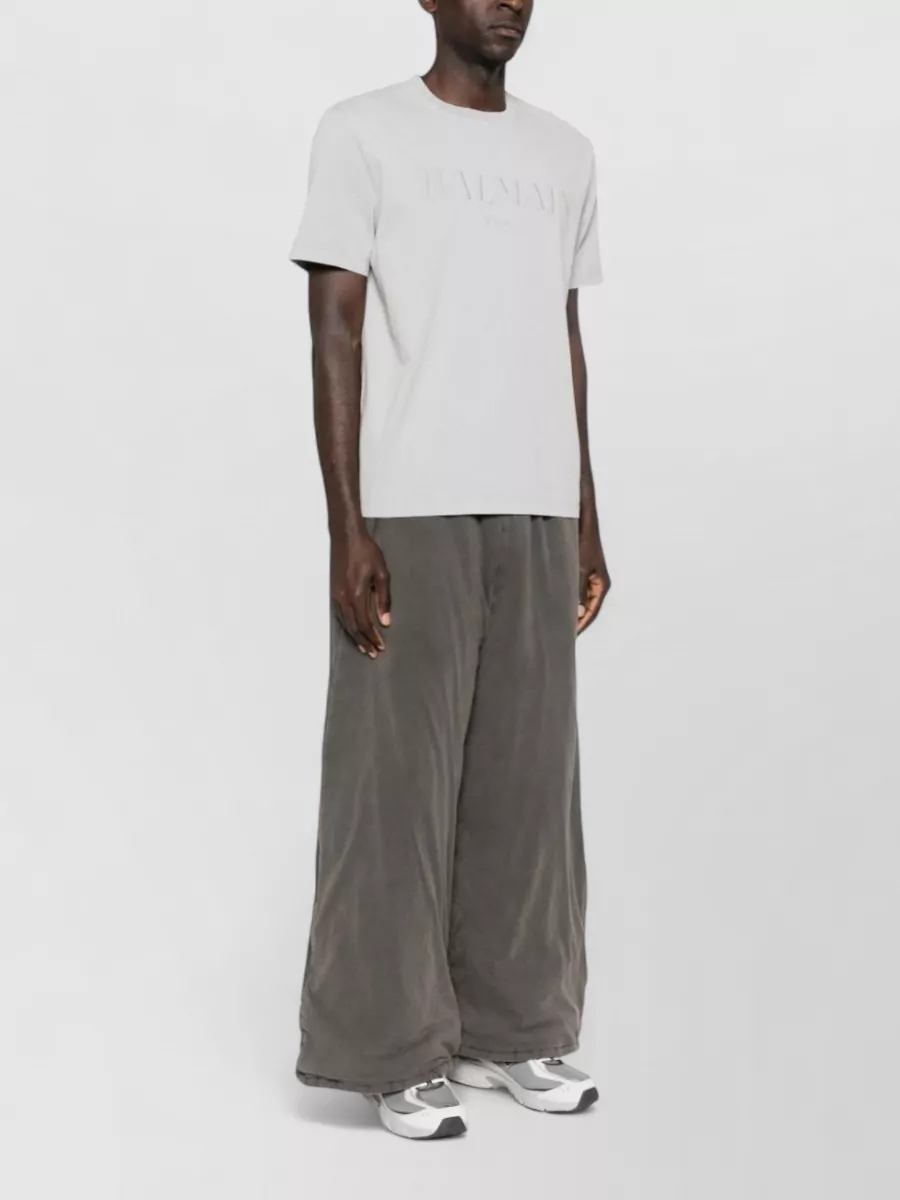 Balmain Crew Neck T-Shirt Straight Hem Design