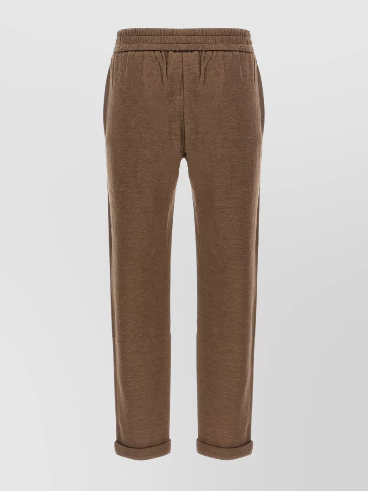 Brunello Cucinelli Cotton-silk Blend Joggers With Side Monile Detail In Brown