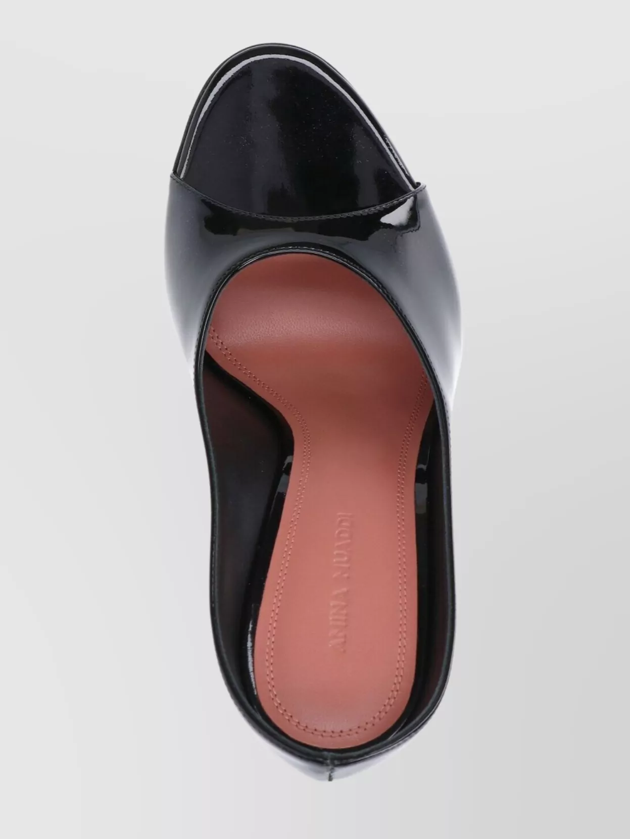 Amina Muaddi Glossy Peep Toe Stiletto Heel Pumps