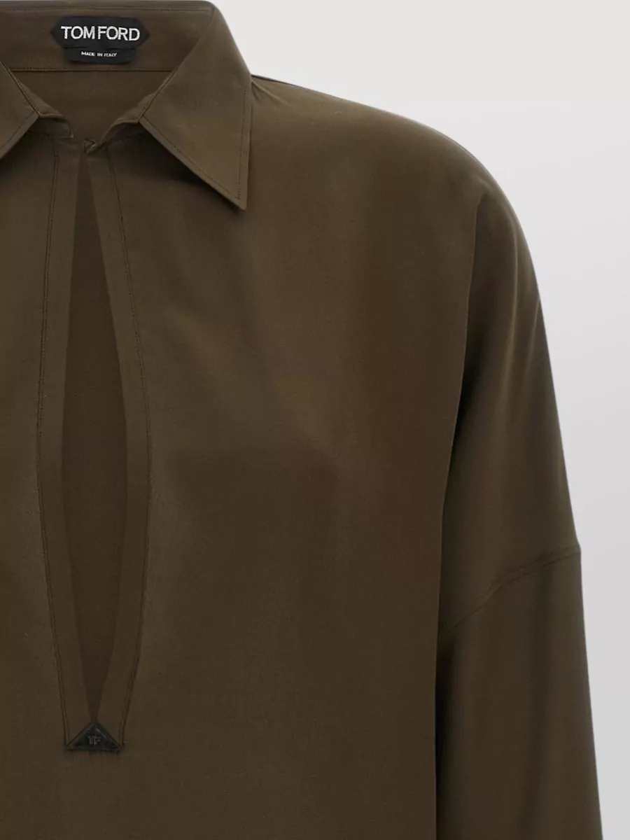 Tom Ford Silk Long-Sleeve Asymmetric Tunic Midi Dress