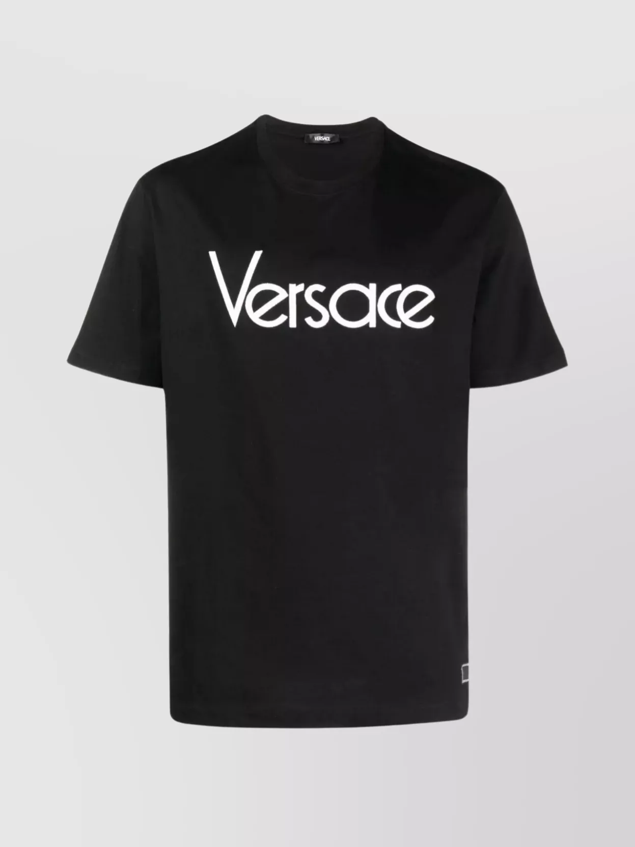 Shop Versace Logo Crew Neck T-shirt With Short Sleeves In Black