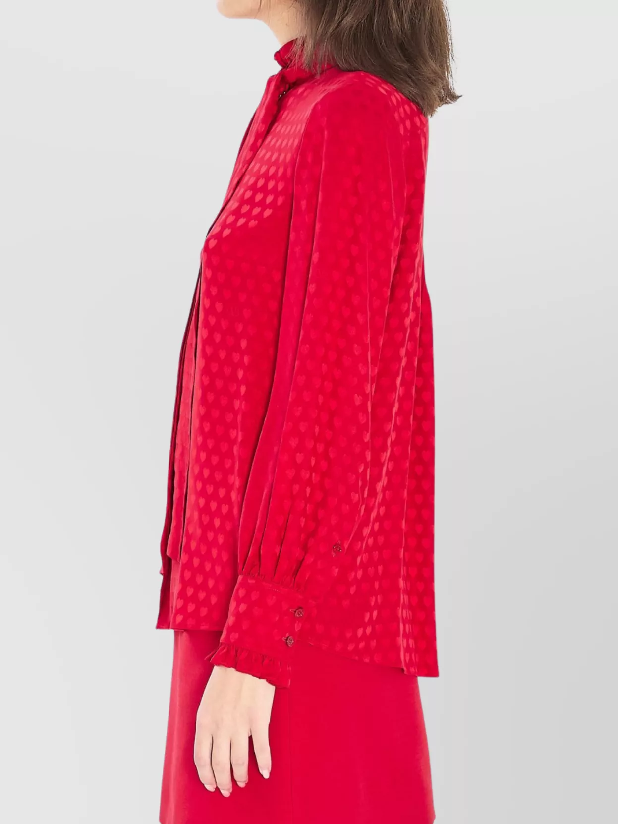 Valentino Garavani Heart Print Silk High Neck Top