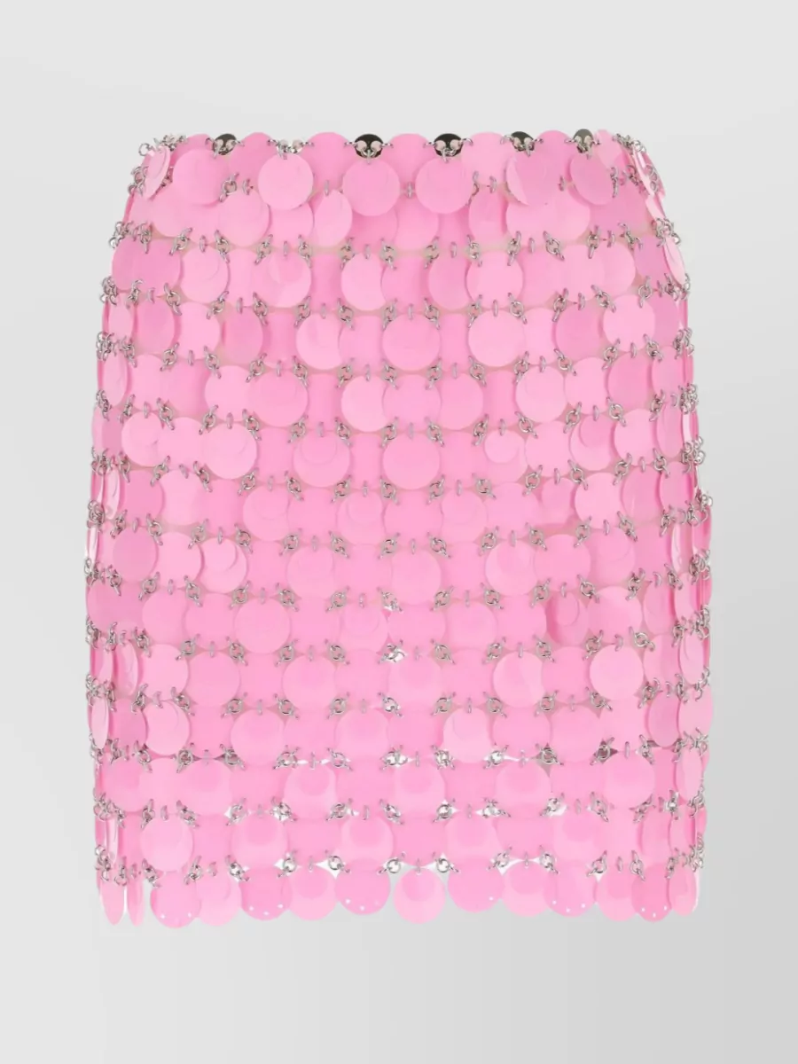 Shop Rabanne Scalloped Hem Sequins Maxi Skirt In Pink