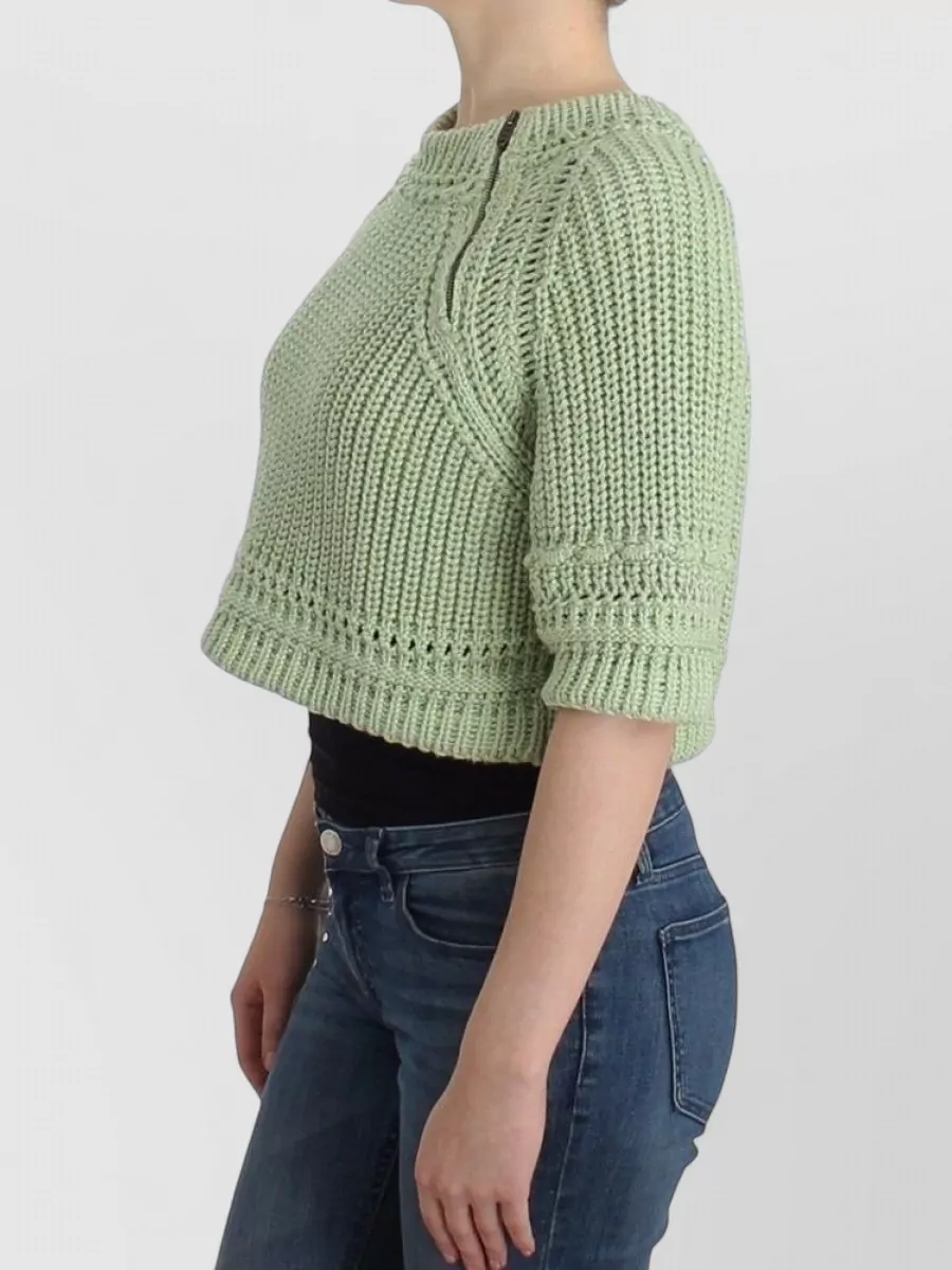 Ermanno Scervino Cotton Ribbed Cropped Sweater