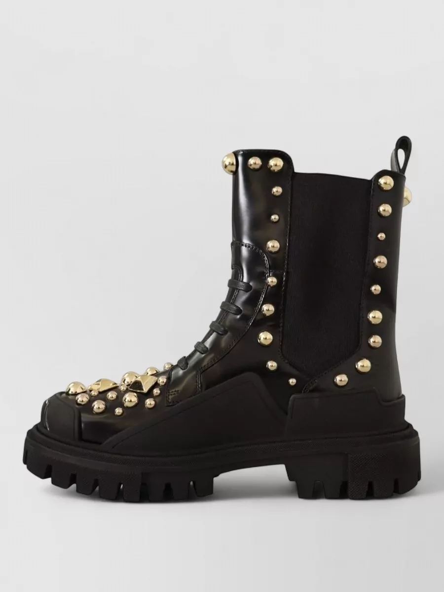 Dolce&Gabbana Leather Studded Combat Boots