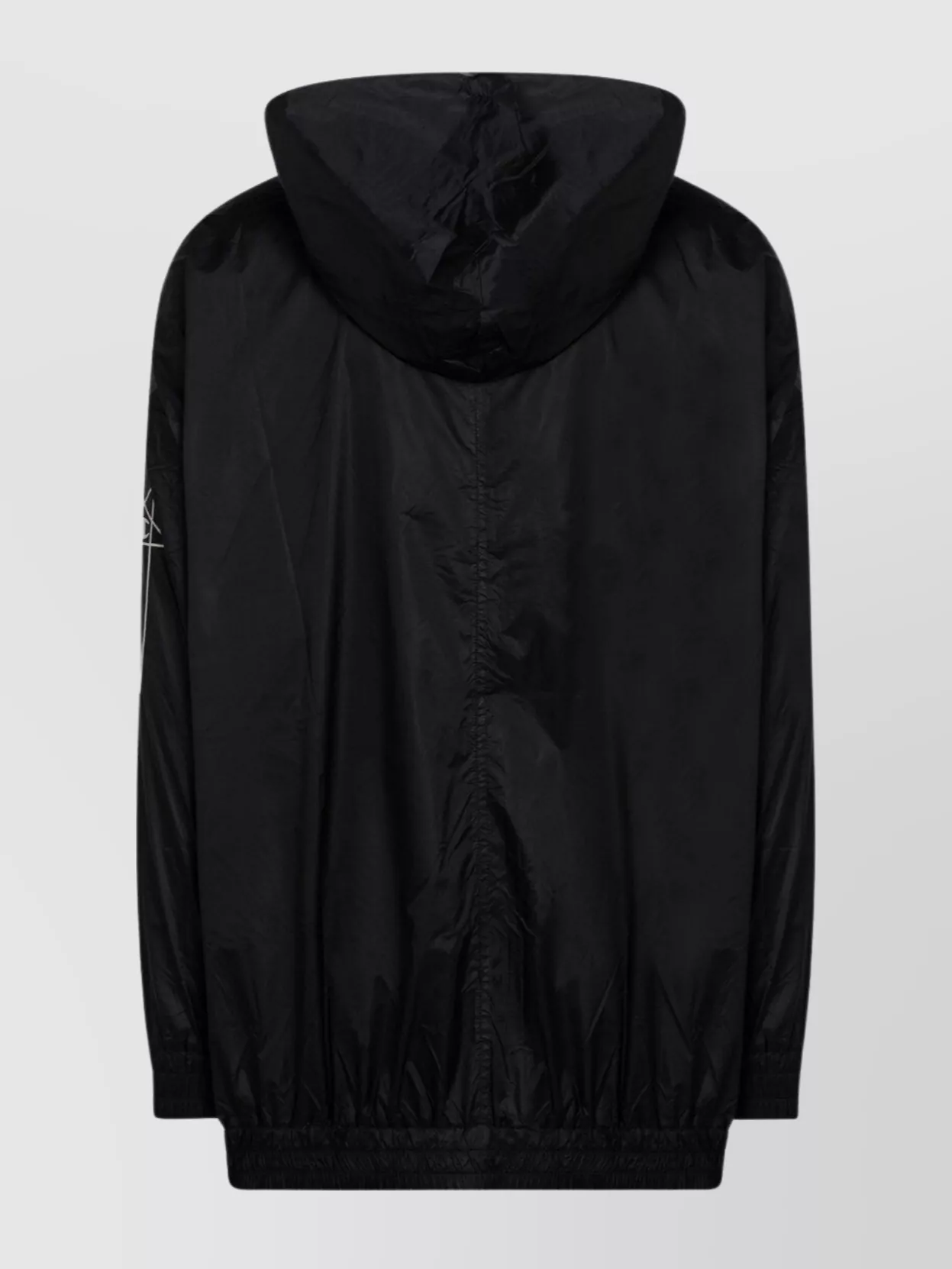 Rick Owens Lightweight Zip Jacket Hooded Drawstring Elastic Side Pockets In Black