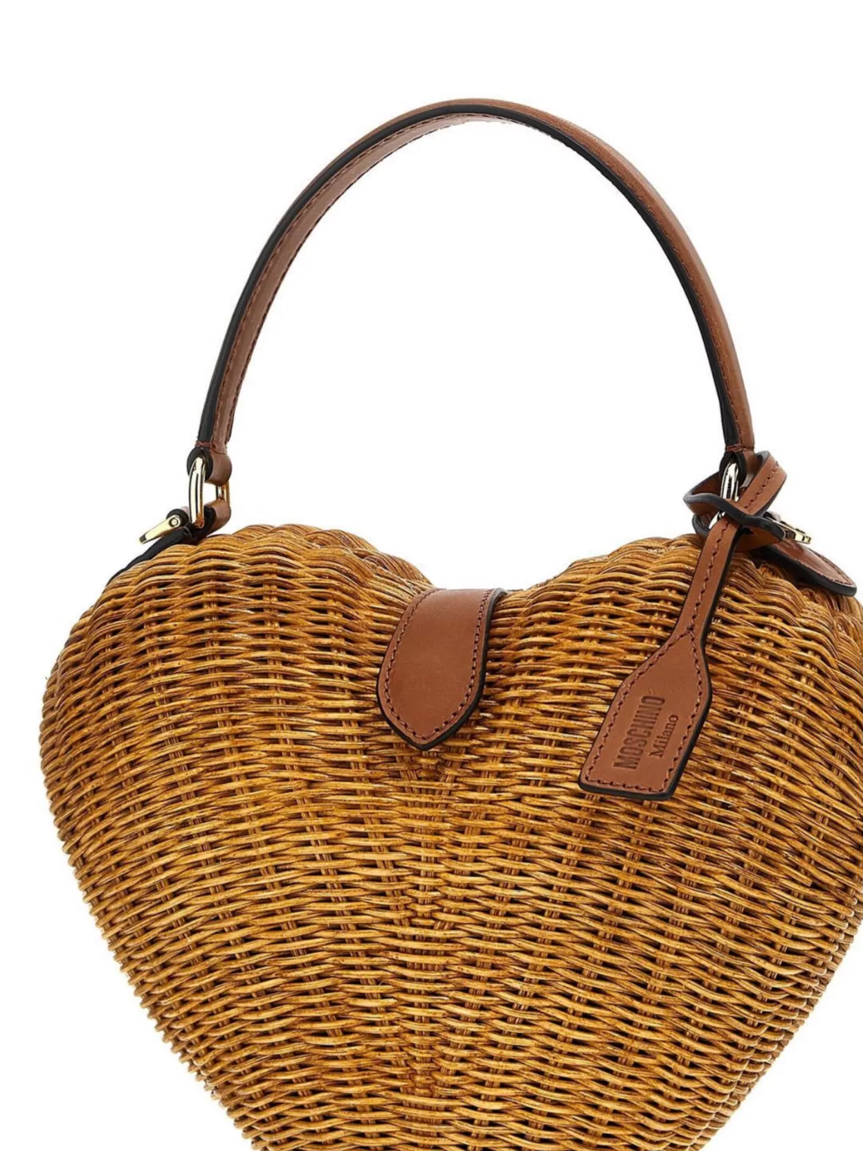 Moschino Heart-Shaped Tote Bag Woven Texture
