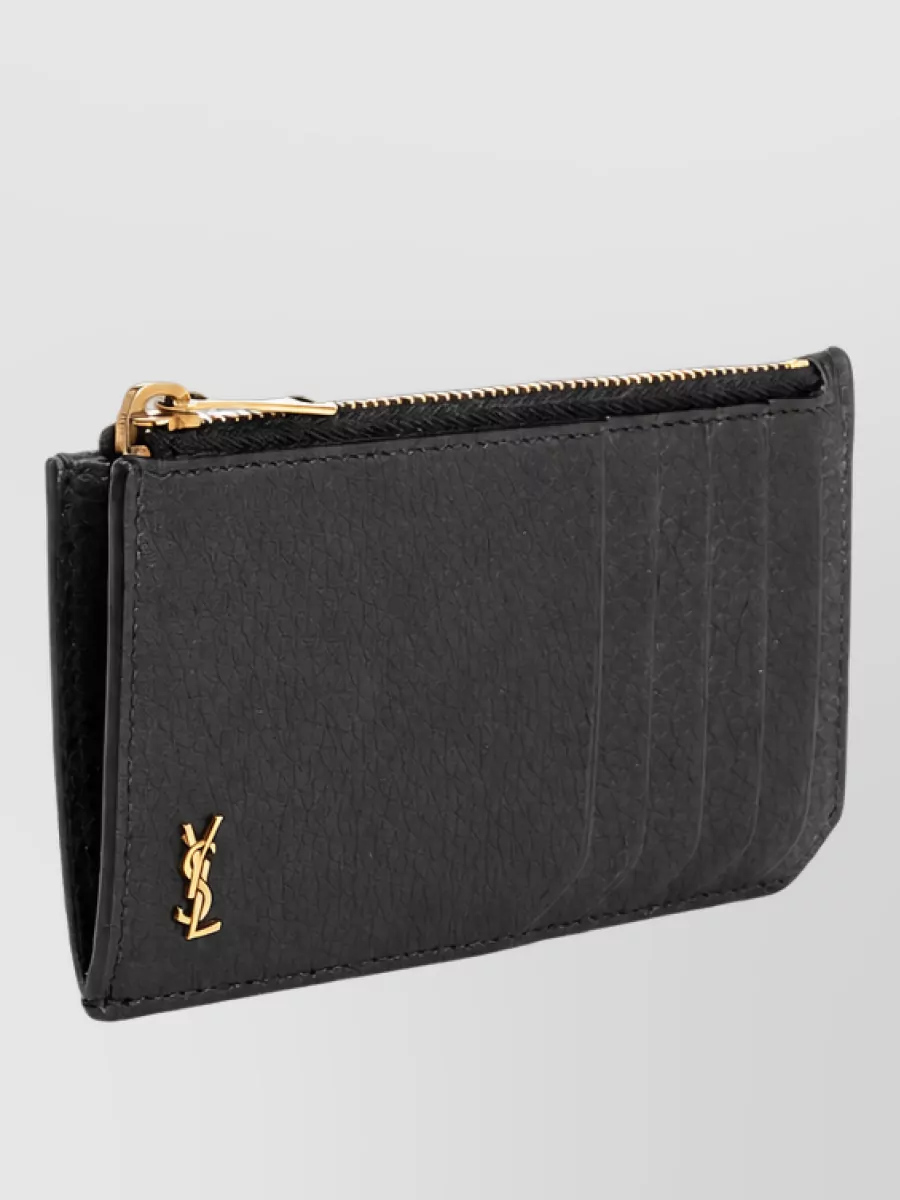 Saint Laurent Leather Zip Cardholder