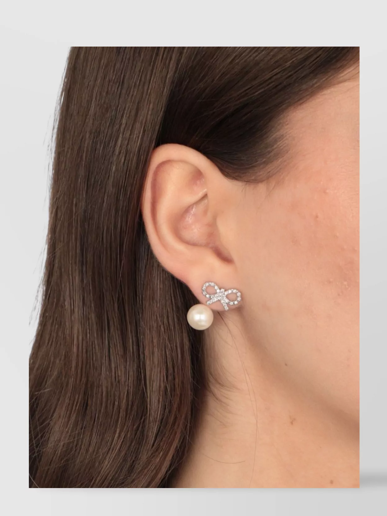 Self-portrait Beaded Bow Brass Crystal Pearl Stud