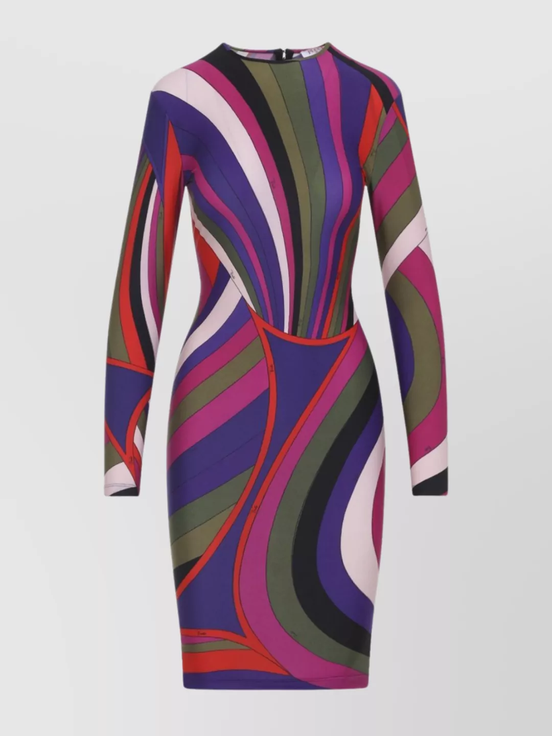Pucci Fitted Long Sleeve Midi Dress Style In Multi