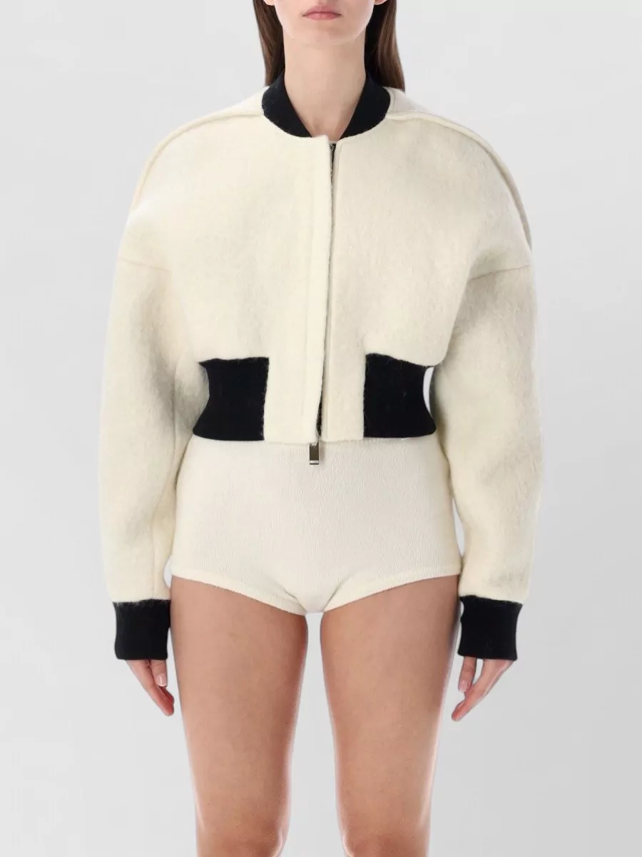 The Frankie Shop Wool Cropped Bomber Jacket