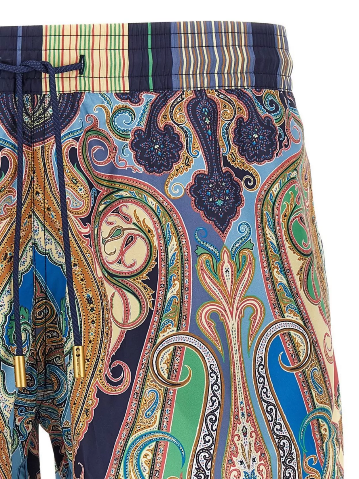 Etro Swimsuit Paisley Print Elastic Waistband Side Pockets