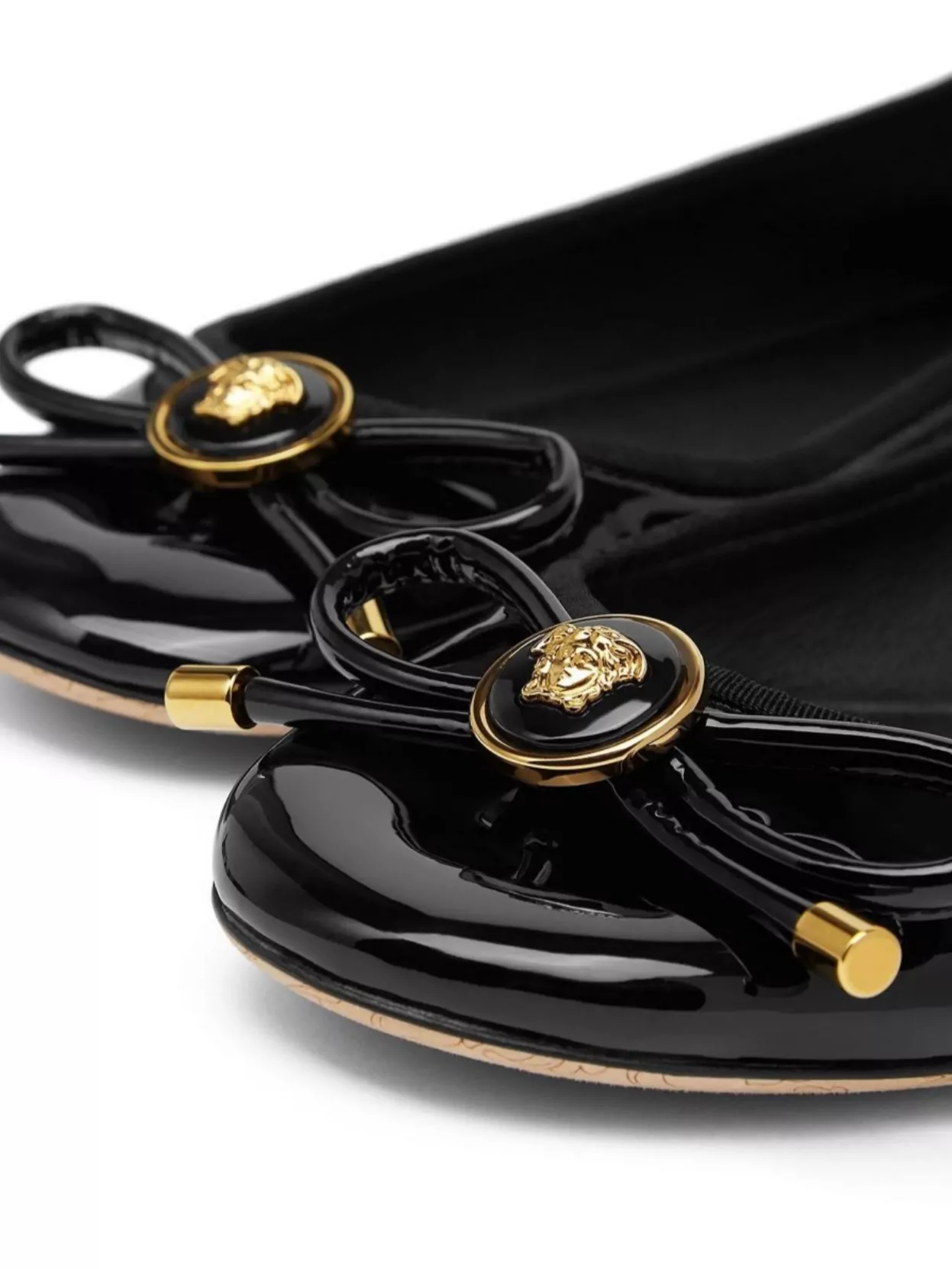 Versace Bow Detail Patent Leather Ballerinas