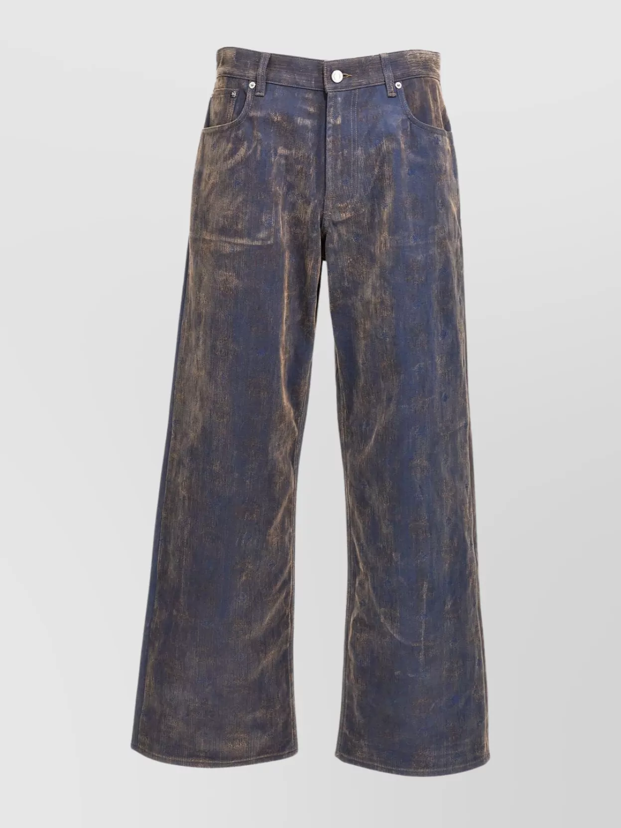 Shop Mcm Wide-leg Distressed Jeans With Front And Back Pockets