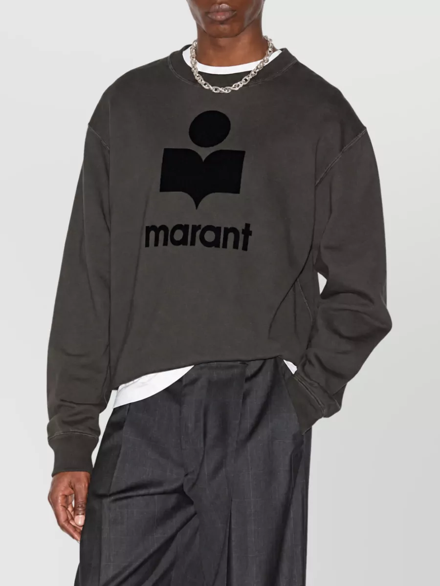 Isabel Marant Logo Print Jersey Crew Neck Sweatshirt