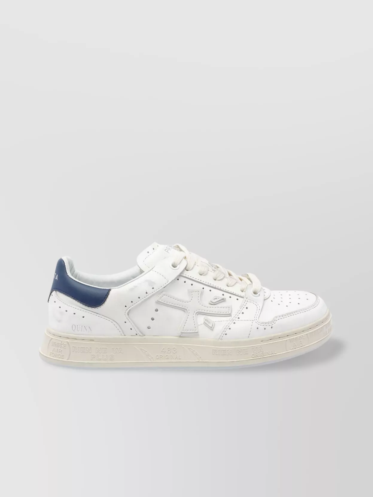 Premiata Low Top Leather Sneakers With Contrast Heel Tab