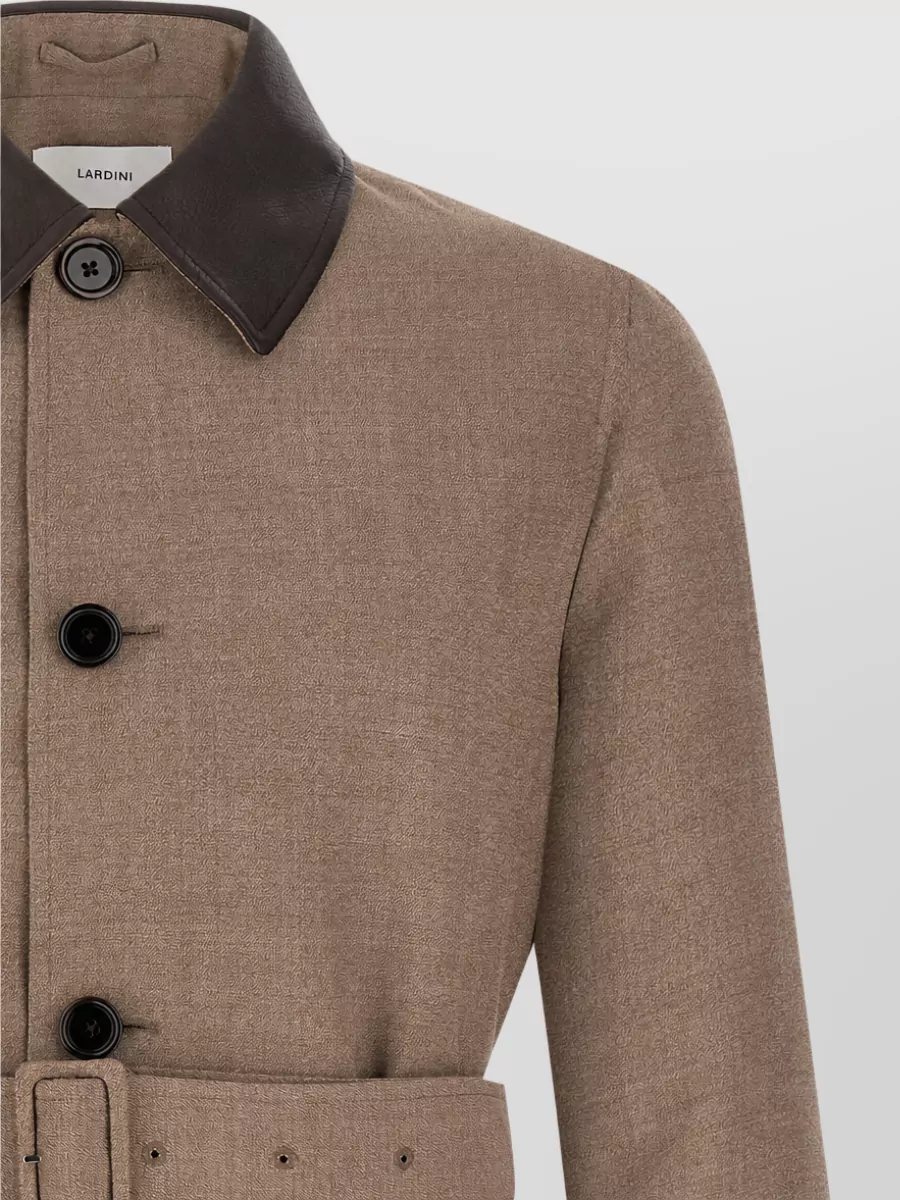 Lardini Virgin Wool Single-Breasted Belted Trench Coat