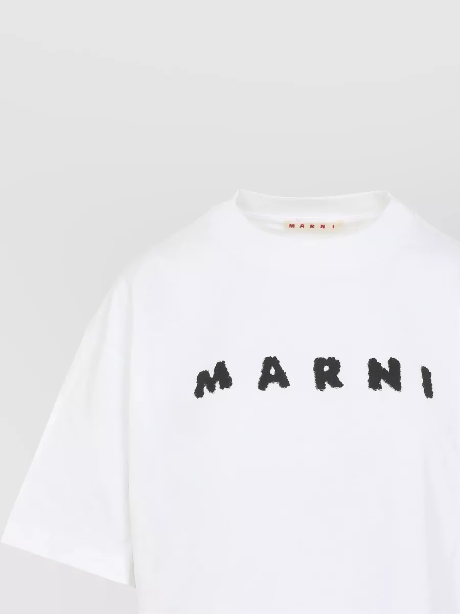 Marni Logo Cotton Crew Neck Short Sleeve T-Shirt
