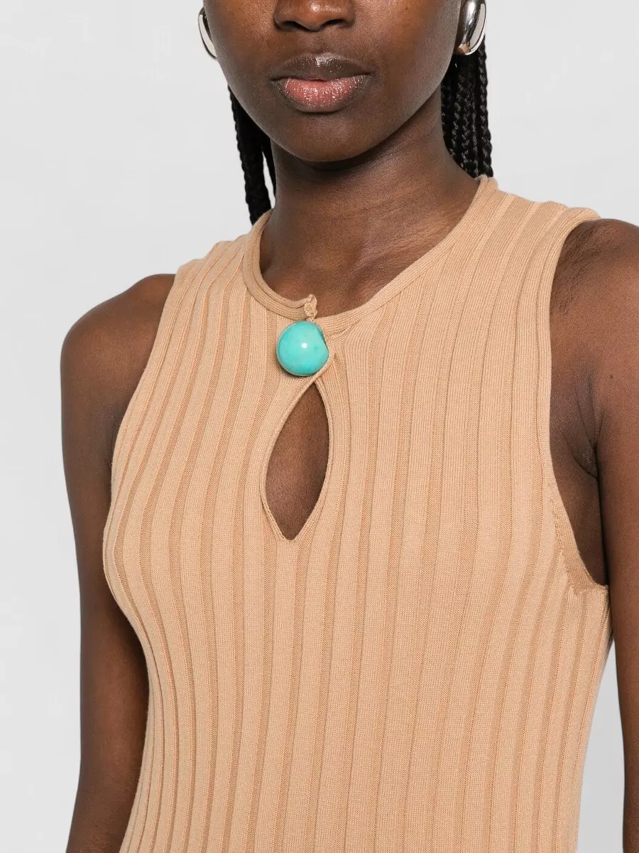 Stella Mccartney Cotton Dress Rib Knit Asymmetric Hem