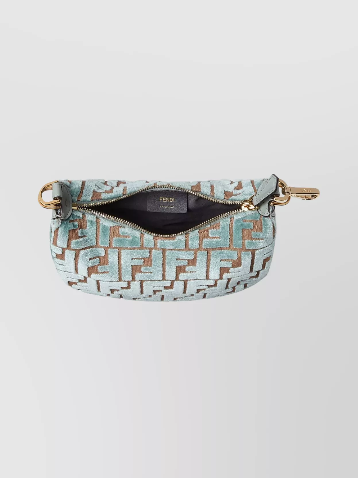 Fendi Mini Velvet Shoulder Bag With Ff Motif