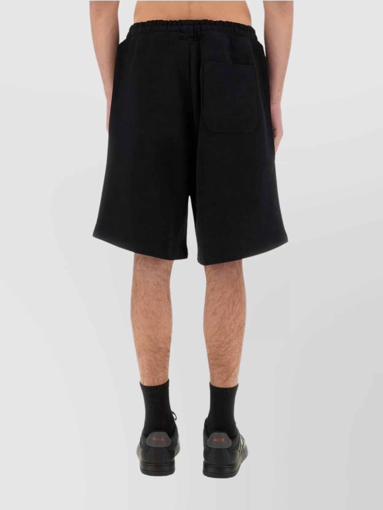 Hugo Boss Elastic Waistband Shorts With Side And Back Pockets In Black