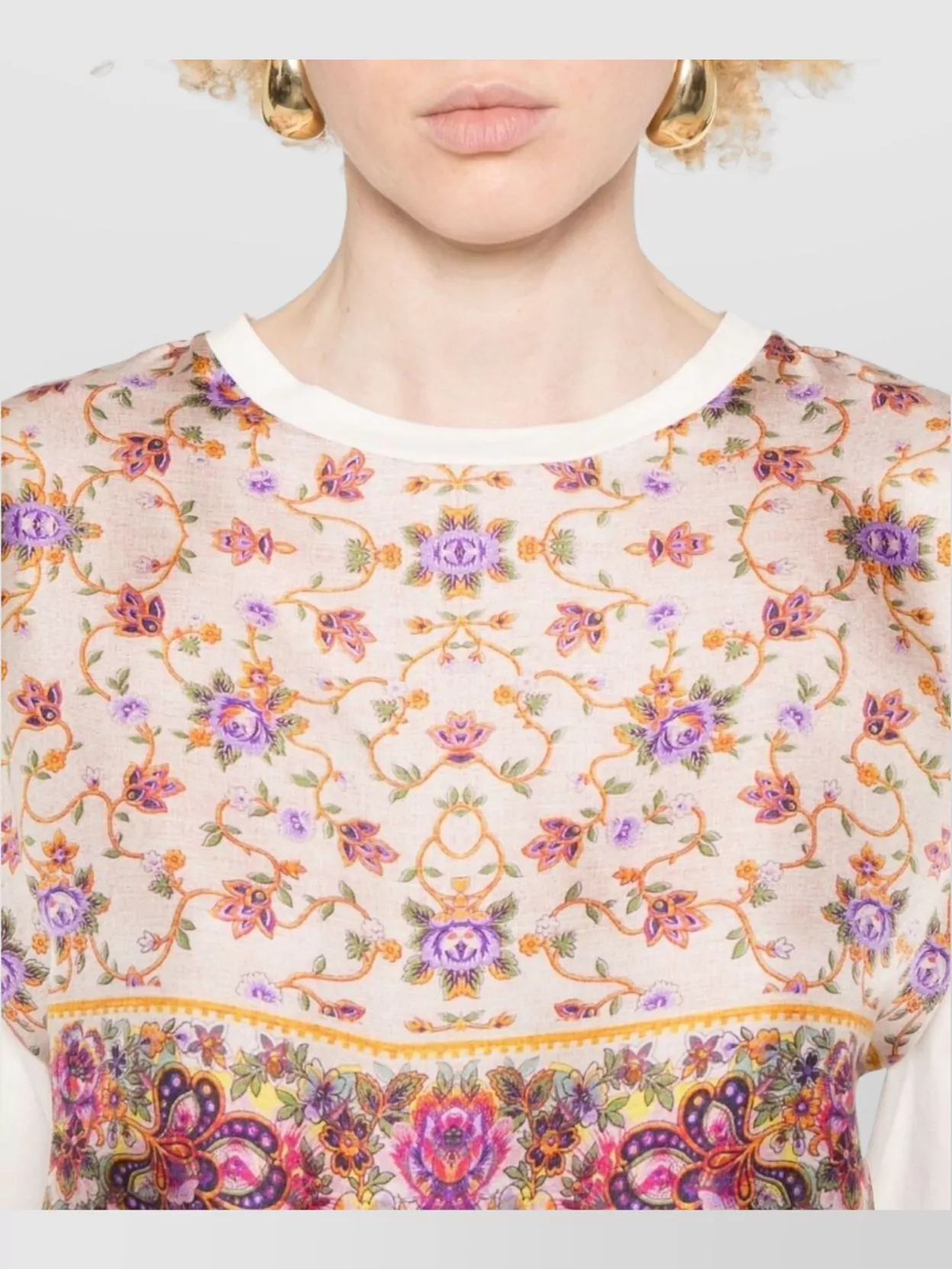 Pierre Louise Mascia Floral Print Short Sleeve Crew Neck Top