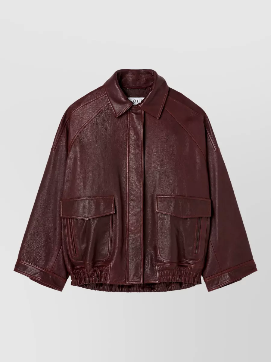 Róhe Grainy leather oversized aviator jacket