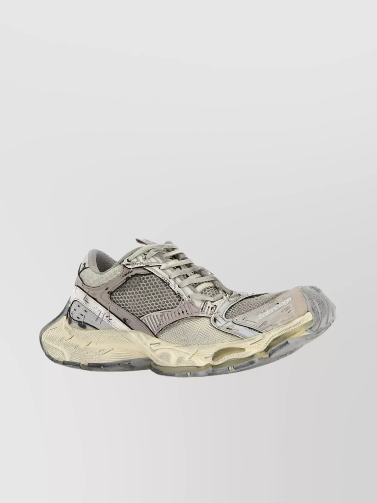 スニーカー Balenciaga Synthetic Leather And Mesh Stapler Sneakers BALENCIAGA Stapler distressed mesh and rubber sneakers | NET