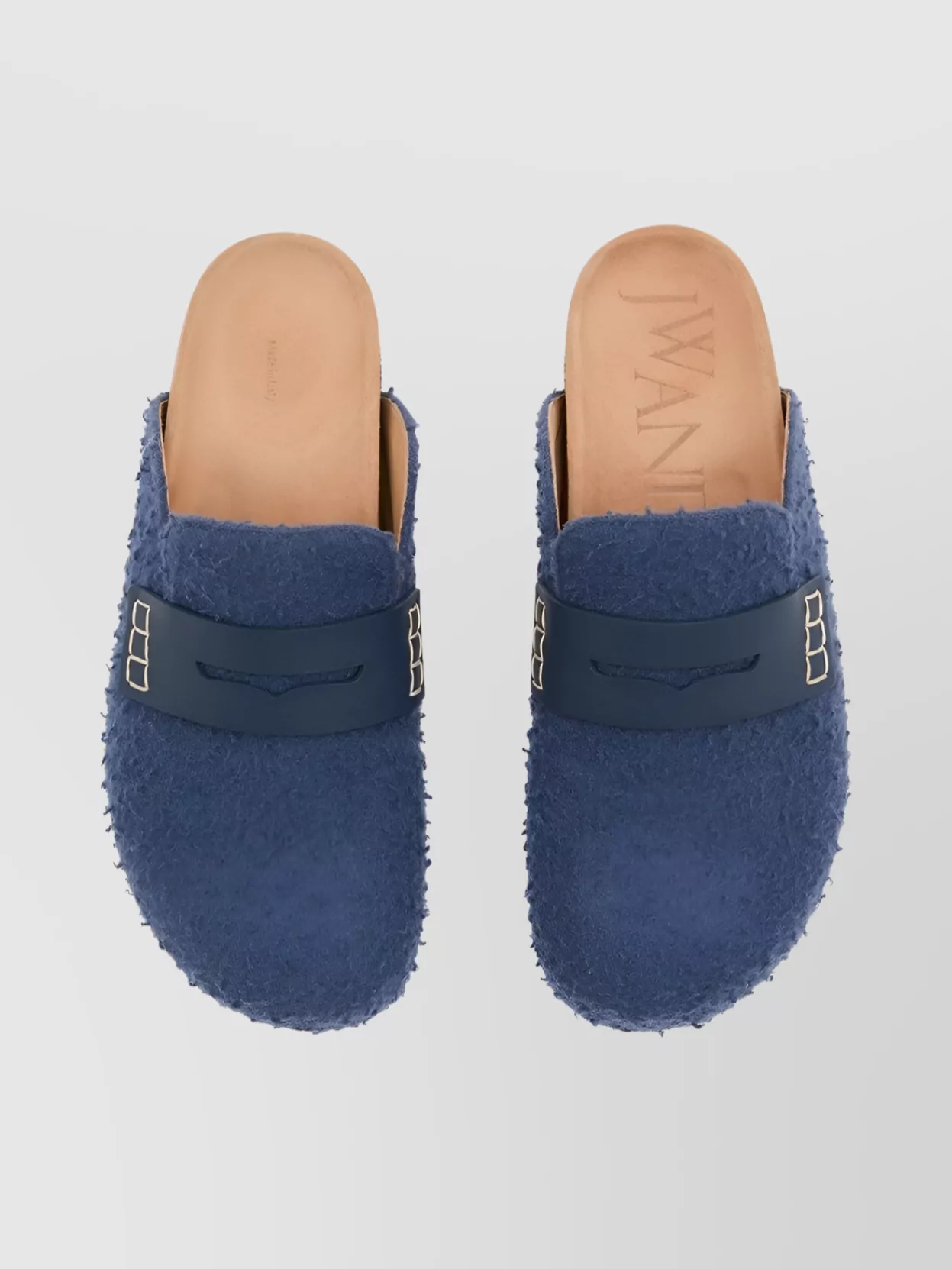 Jw Anderson Textured Round Toe Flat Sole Loafers In Blue