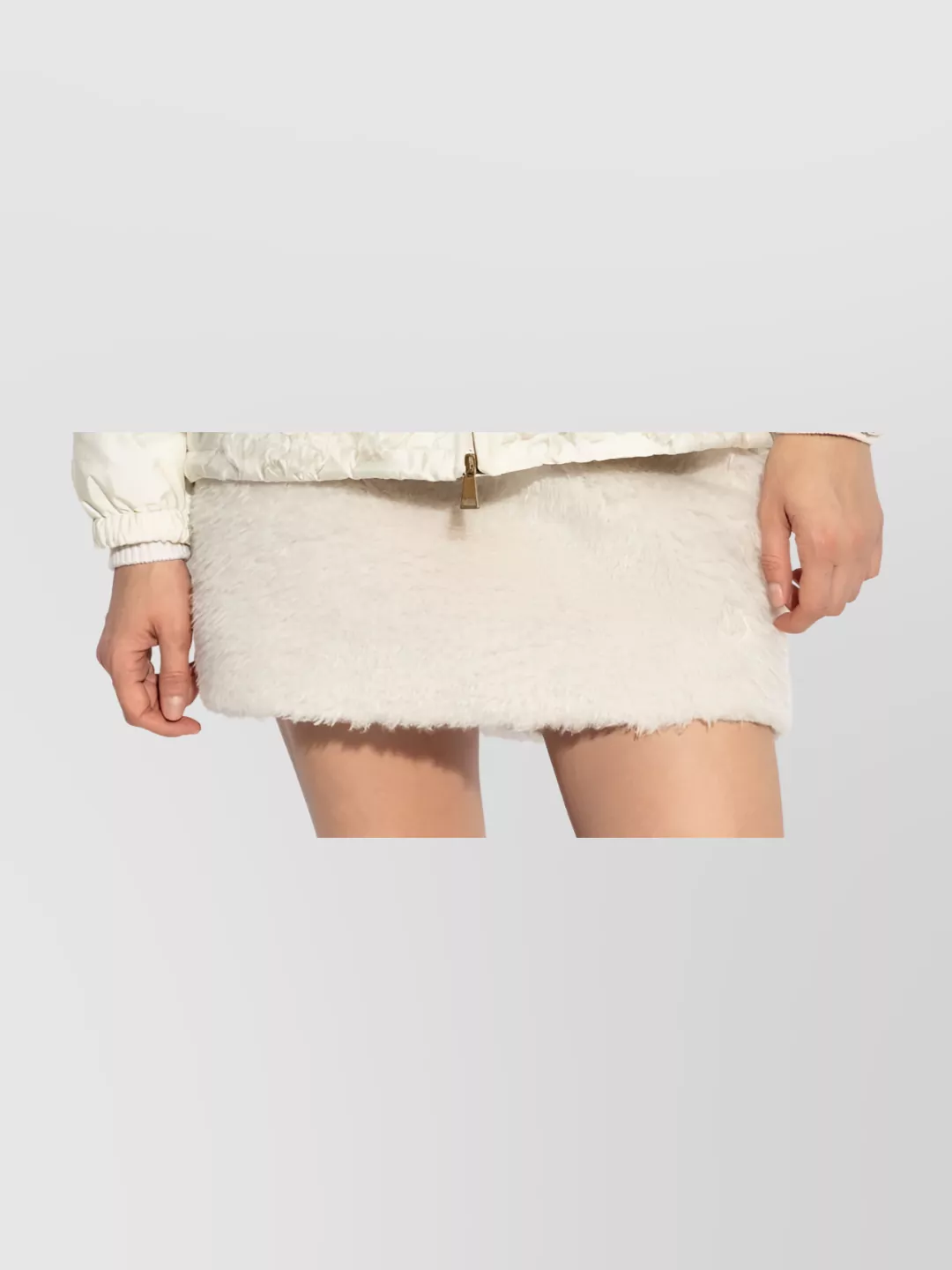 Moncler Textured Hooded Blazer Long Sleeves In White