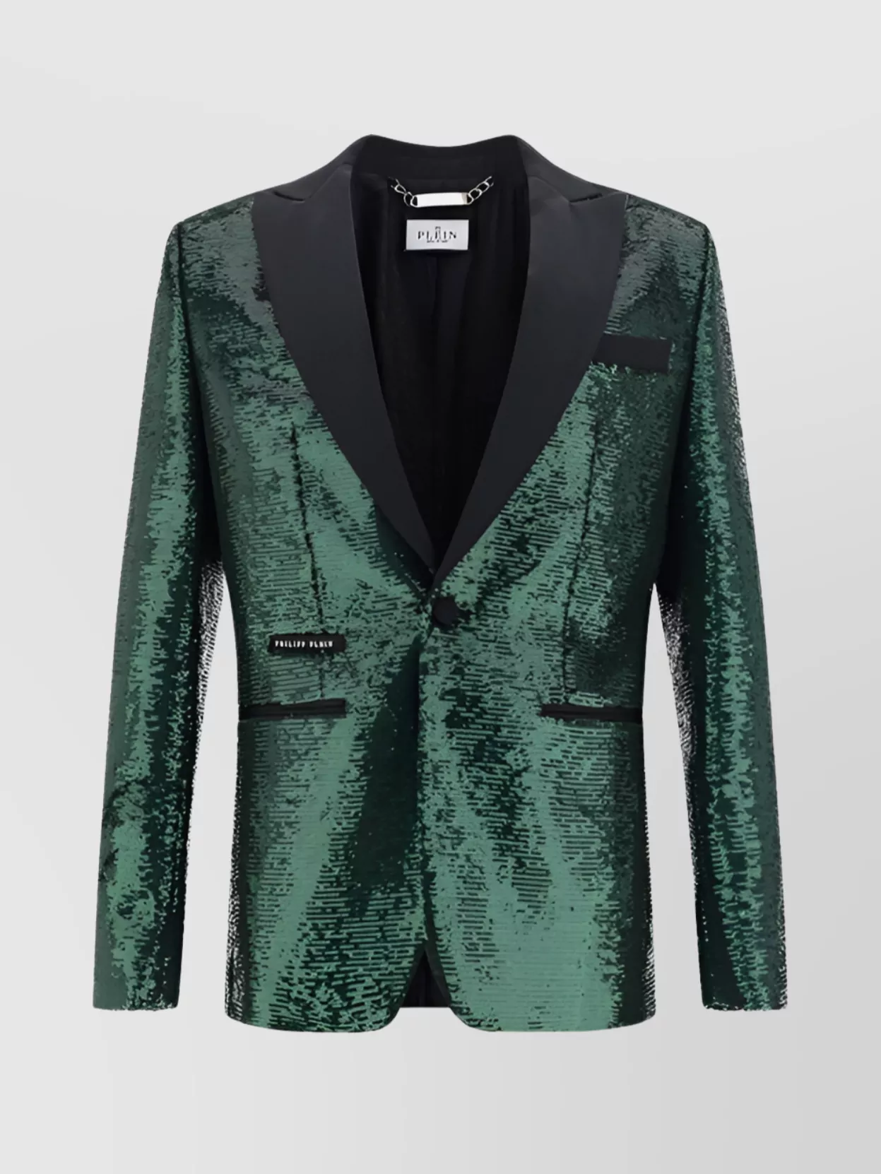 Shop Philipp Plein Sequin Embellished Lapel Blazer Jacket