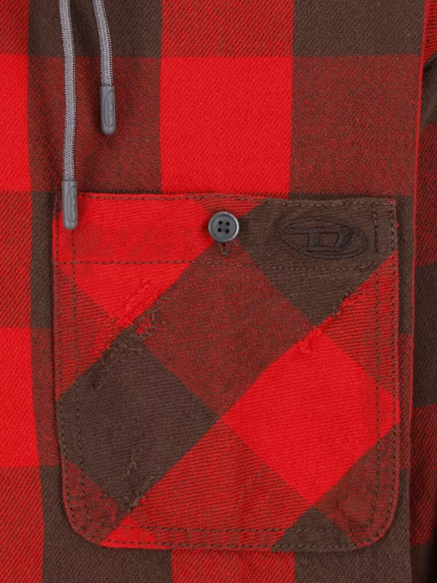Diesel Checked Hooded Cotton Shirt Jacket