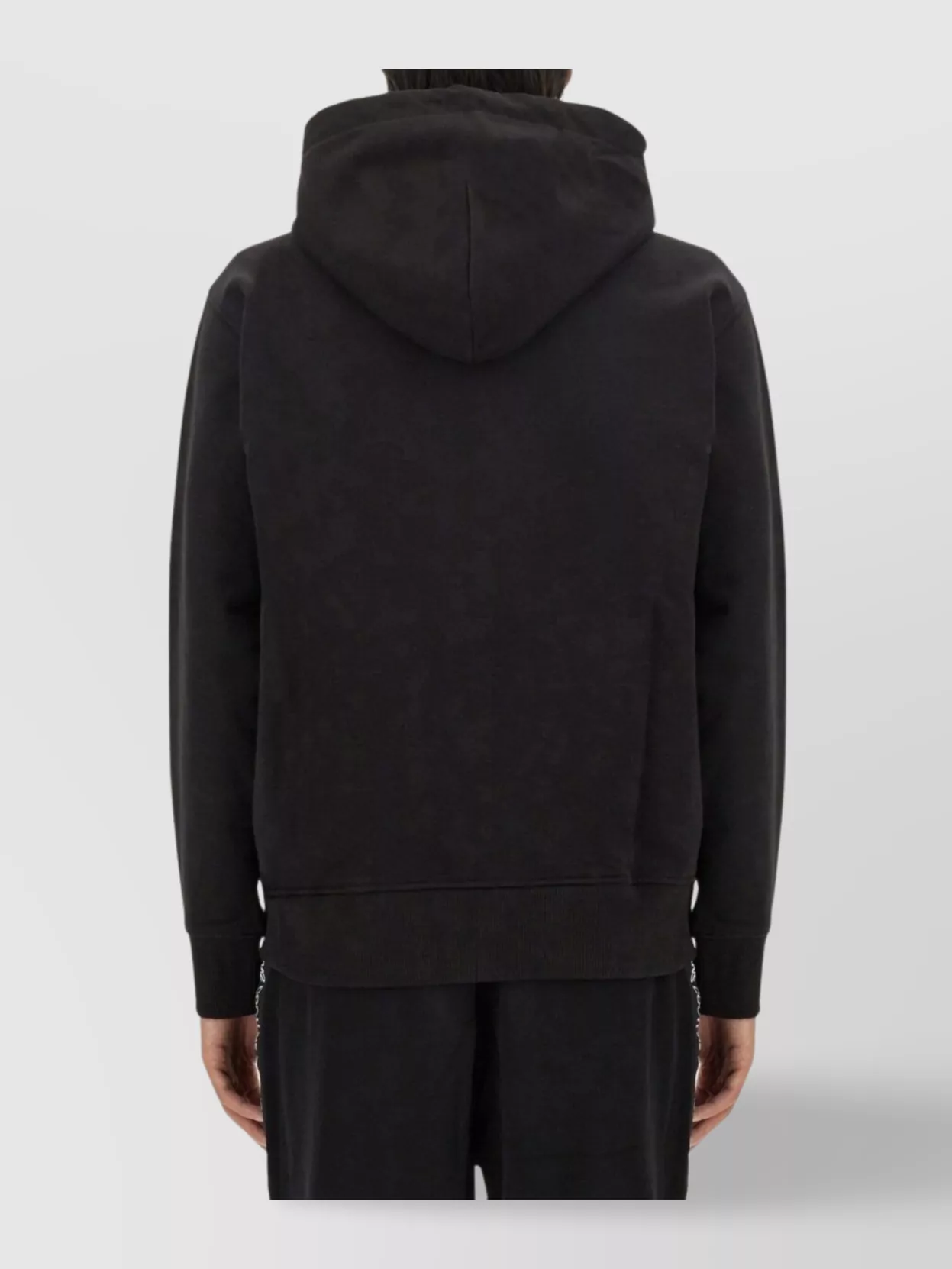Shop Versace Jeans Couture Logo Hooded Sweatshirt With Ribbed Finish