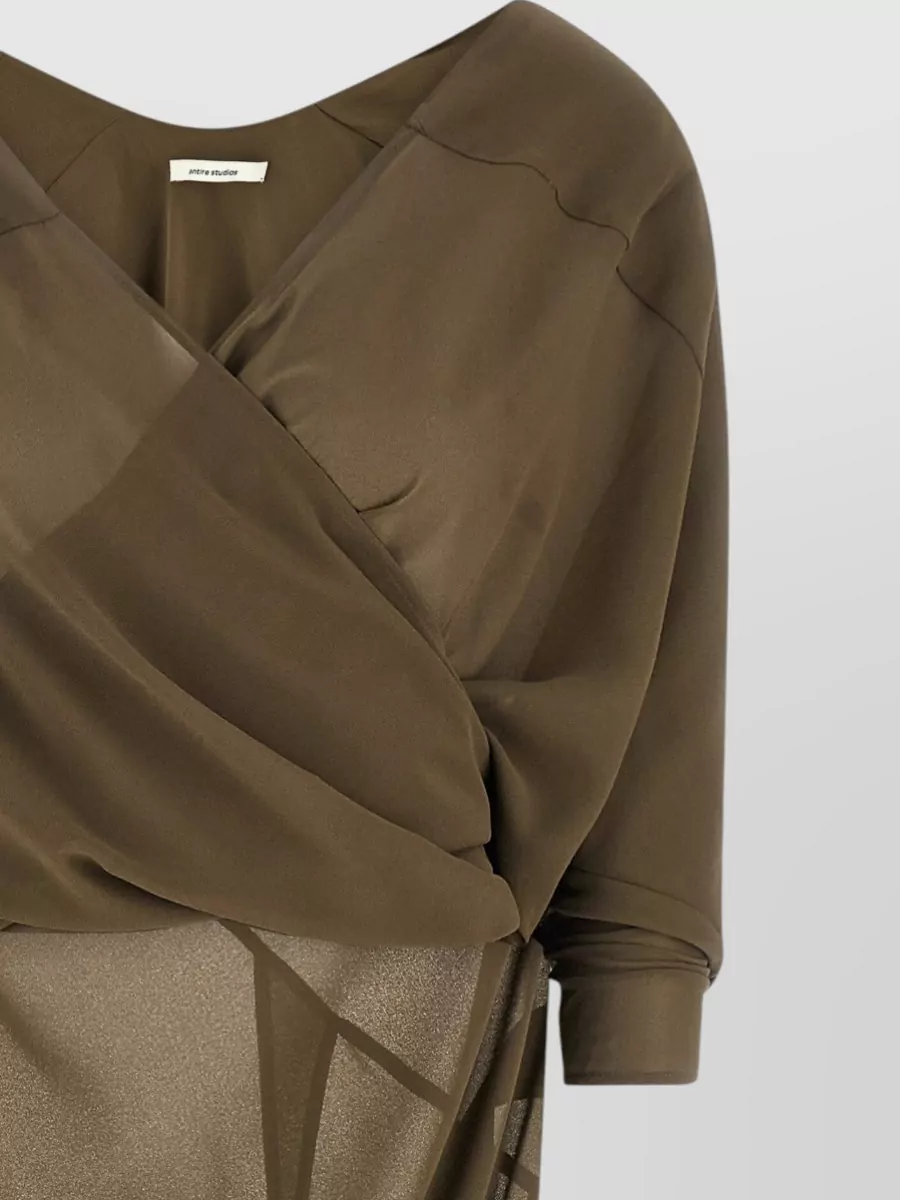 Entire Studios Asymmetric V-Neck Long-Sleeve Midi Dress