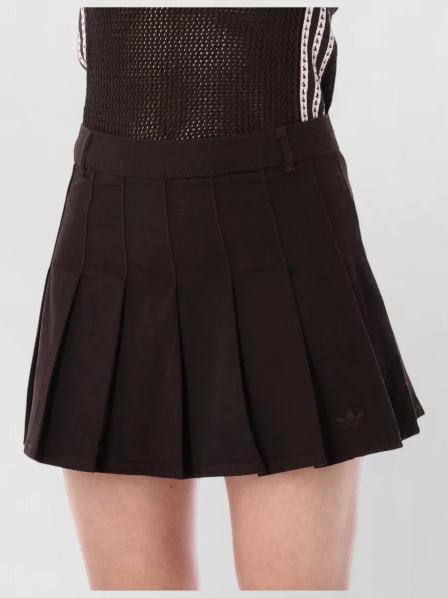 Adidas Originals Cotton Twill Pleated Mini Skirt