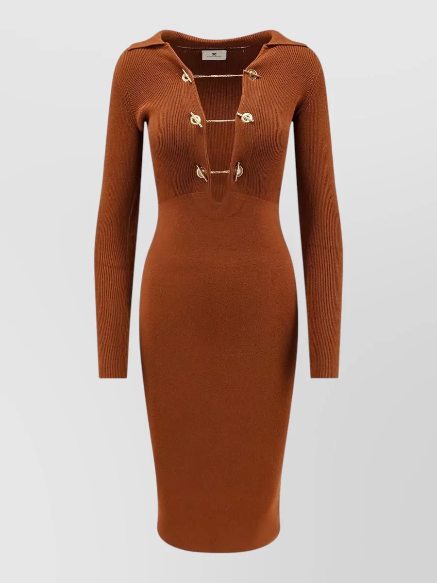 Elisabetta Franchi v-neck long-sleeve midi knitted dress