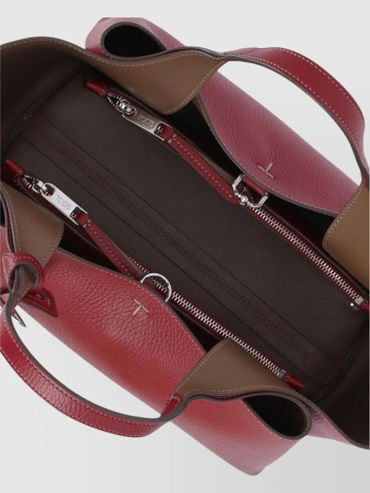 Tod's Leather Shoulder Bag With Top Handles And Detachable Strap