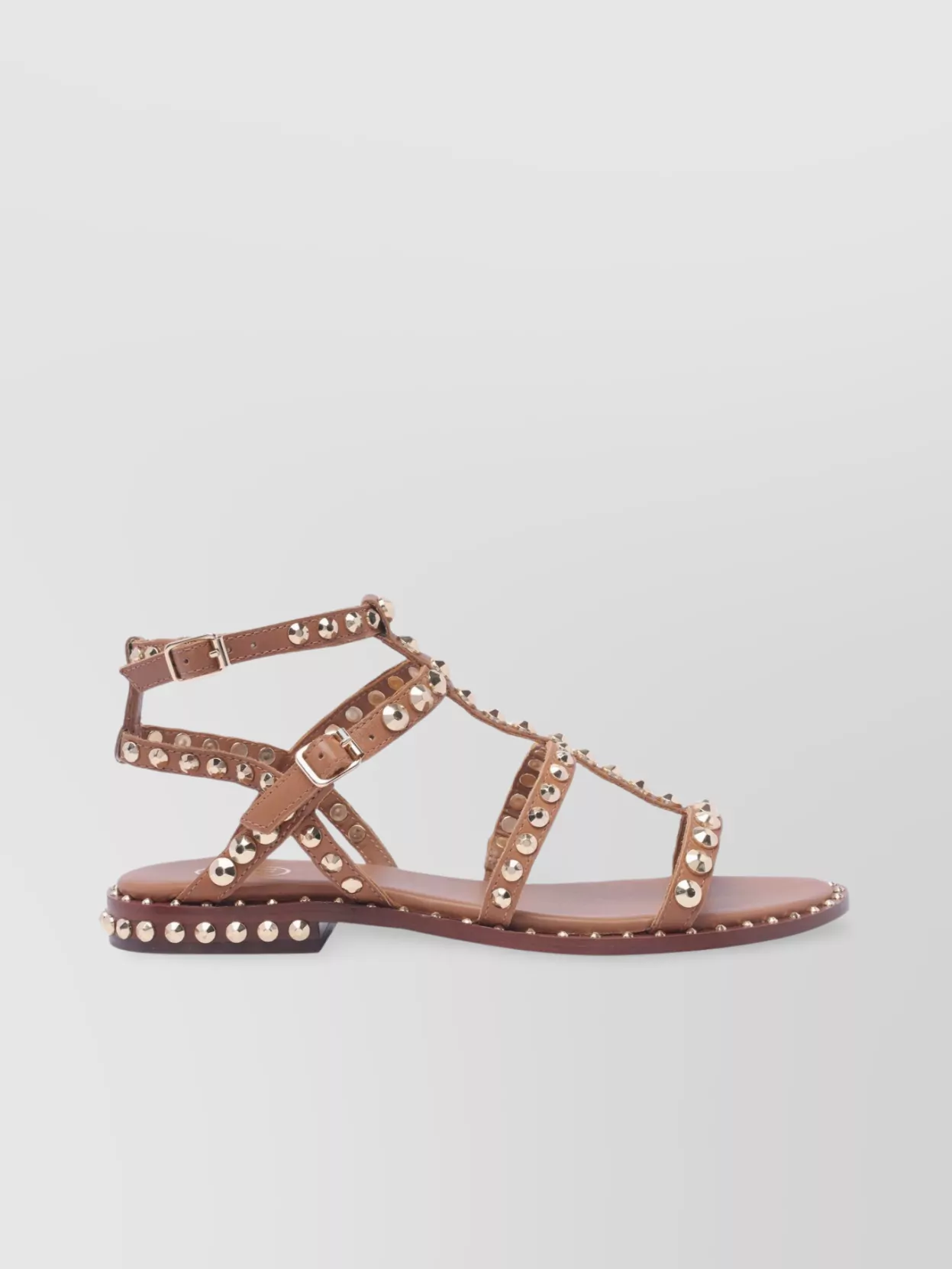 Ash Cinnamon Leather Multi-Strap Studded Sandals