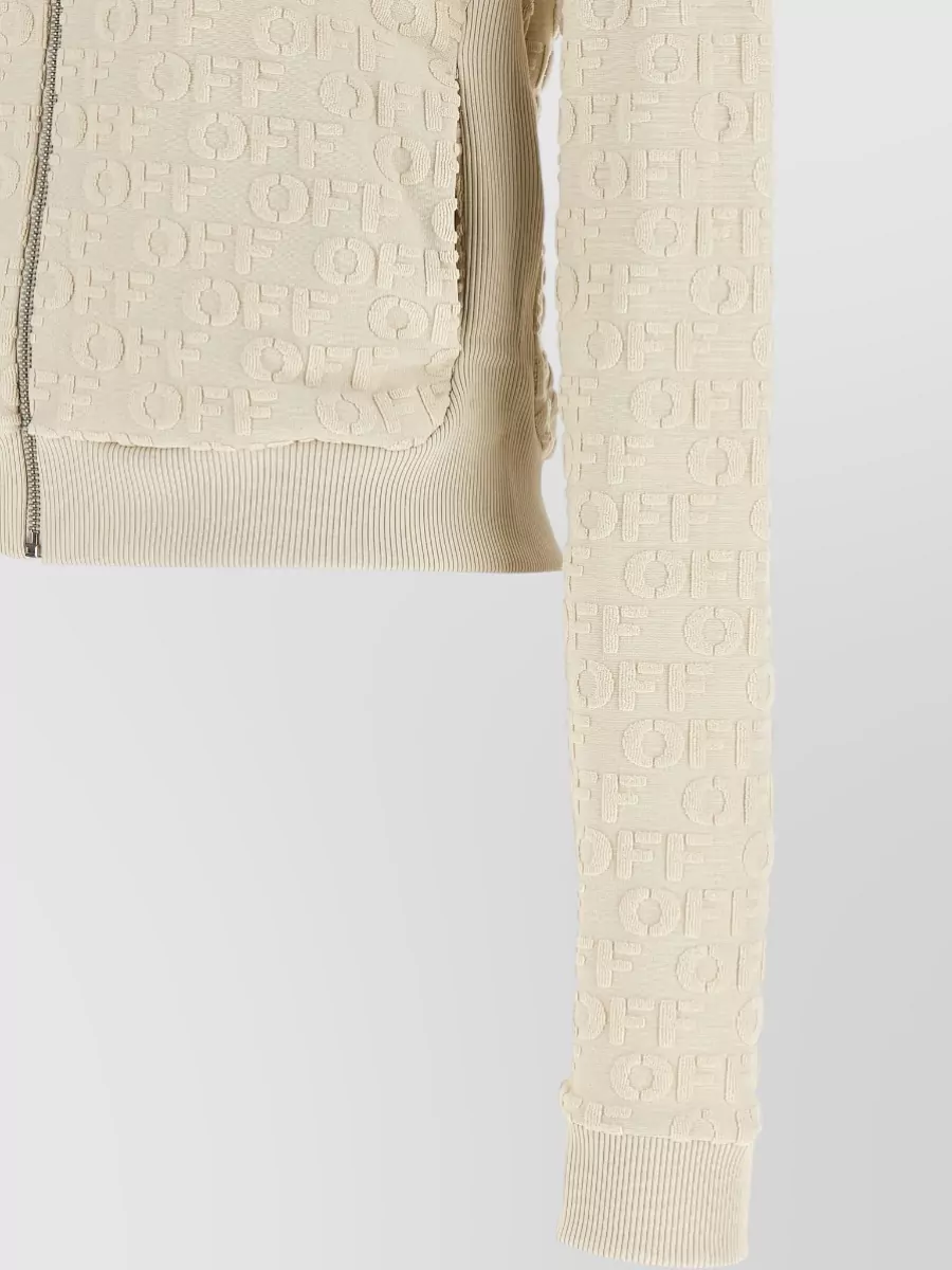 Off-White Cotton Slim-Fit Terry Zip Hoodie